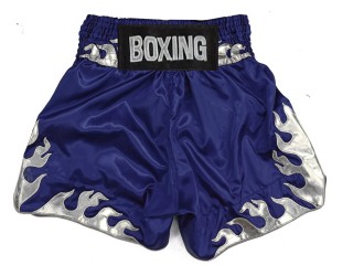 Custom made Boxing Shorts : KNBSH-038-Navy  Flame