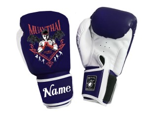 Personalised Navy and White Boxing Gloves : KNGCUST-095