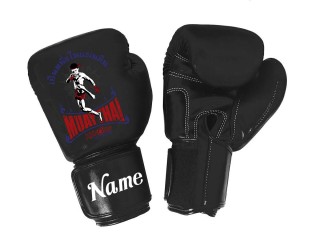 Personalised Black Boxing Gloves : KNGCUST-097