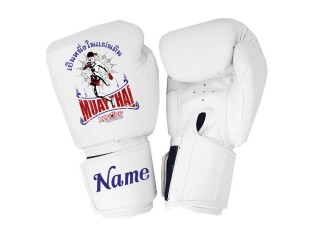 Personalised White Boxing Gloves : KNGCUST-098