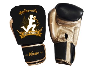 Personalised Black and Gold Boxing Gloves : KNGCUST-099