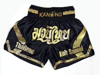 Custom Muay Thai Shorts : KNSCUST-1202 Black and Gold