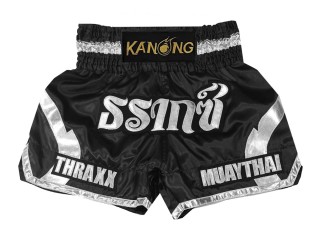 Custom Muay Thai Shorts : KNSCUST-1203 Black and Silver