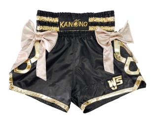 Custom Muay Thai Shorts : KNSCUST-1232 Black with bows