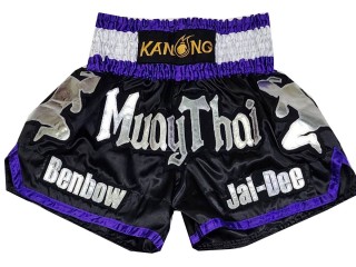 Custom Muay Thai Shorts : KNSCUST-1235 Black Fighter