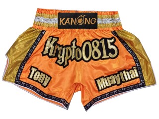 Personalize Orange Muay Thai Shorts : KNSCUST-1257