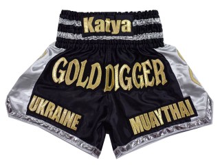 Personalize Black Muay Thai Shorts : KNSCUST-1258