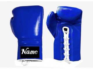 Personalised Lace-up Boxing Gloves with name : Blue