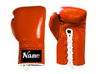 Personalised Lace-up Boxing Gloves with name : Orange