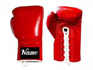 Personalised Lace-up Boxing Gloves with name : Red