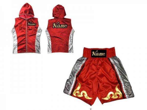 Boxing Set - Custom Boxing Robe + Boxing Shorts : Red